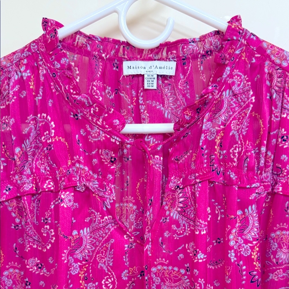 Vibrant Pink Paisley Blouse - Picture 13 of 13